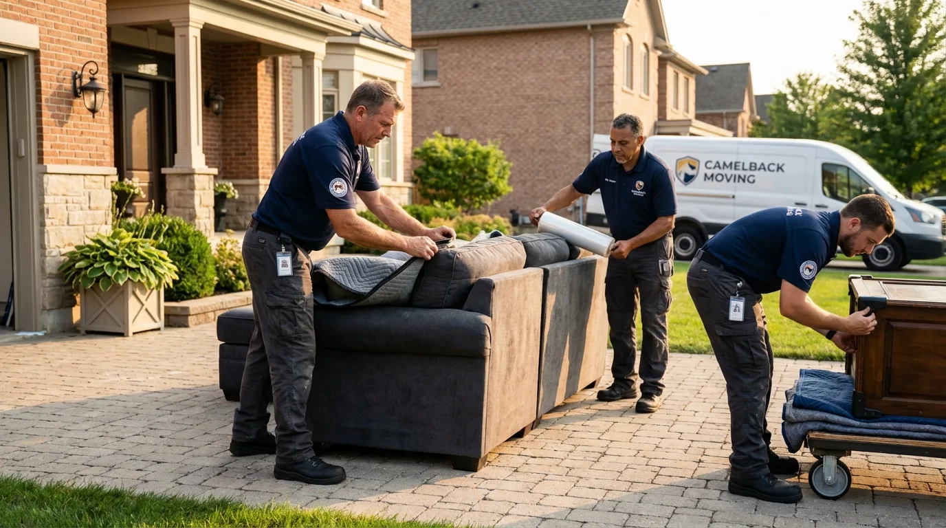 Large estate moving crew wrapping furniture in Poulsbo, WA